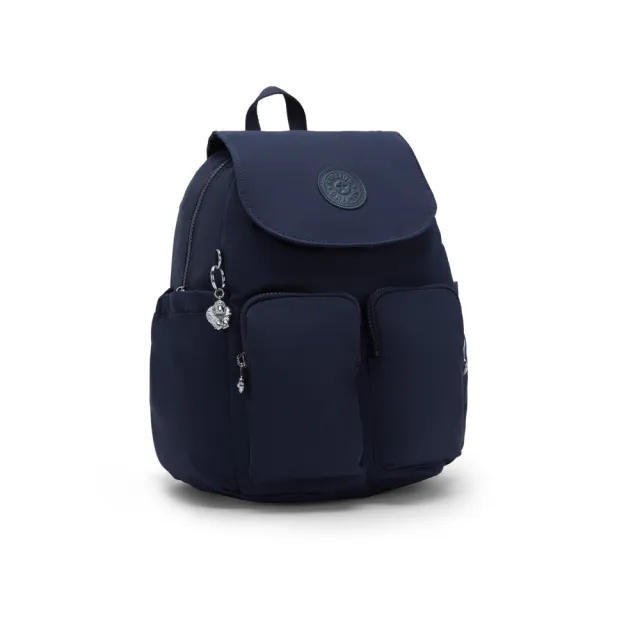 【KIPLING】『猴子包』星辰藍掀蓋多袋收納後背包-CITY POCKET S 女包