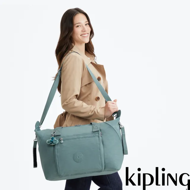【KIPLING】淺霧綠手提側背媽媽包-NEW ART M BABYBAG 女包