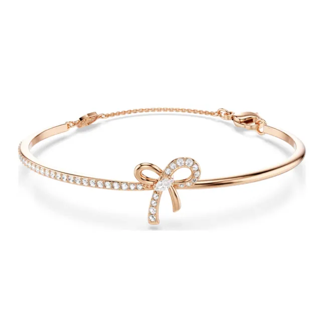 【SWAROVSKI 施華洛世奇】官方直營 Hyperbola 蝴蝶結手鐲 鍍玫瑰金色 千金風天花板 | 5753330 新品