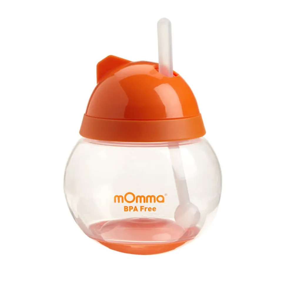 【義大利mOmma】吸管防滲漏不倒翁學習水杯(不倒翁瓶身設計 歐盟安全認證)