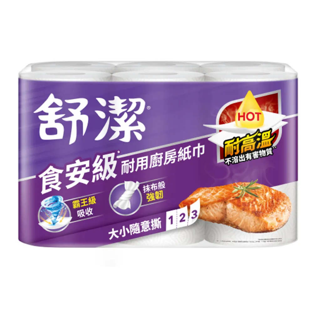 【Kleenex 舒潔】食安級耐用廚房紙巾大小隨意撕108張x6捲x2串(送好禮_贈品隨機出貨)