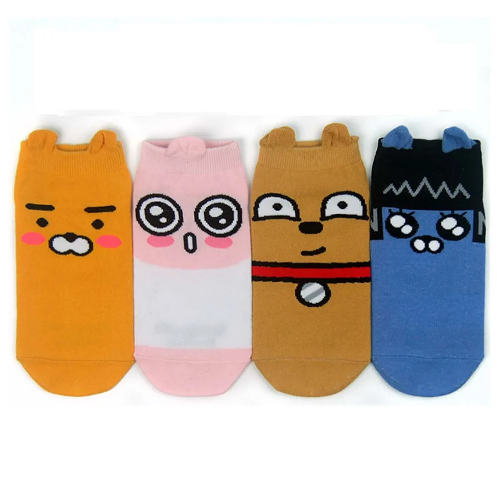 【DK 大王】KAKAO FRIENDS 大頭款直板襪 3雙組(童襪/成人襪 正版授權)