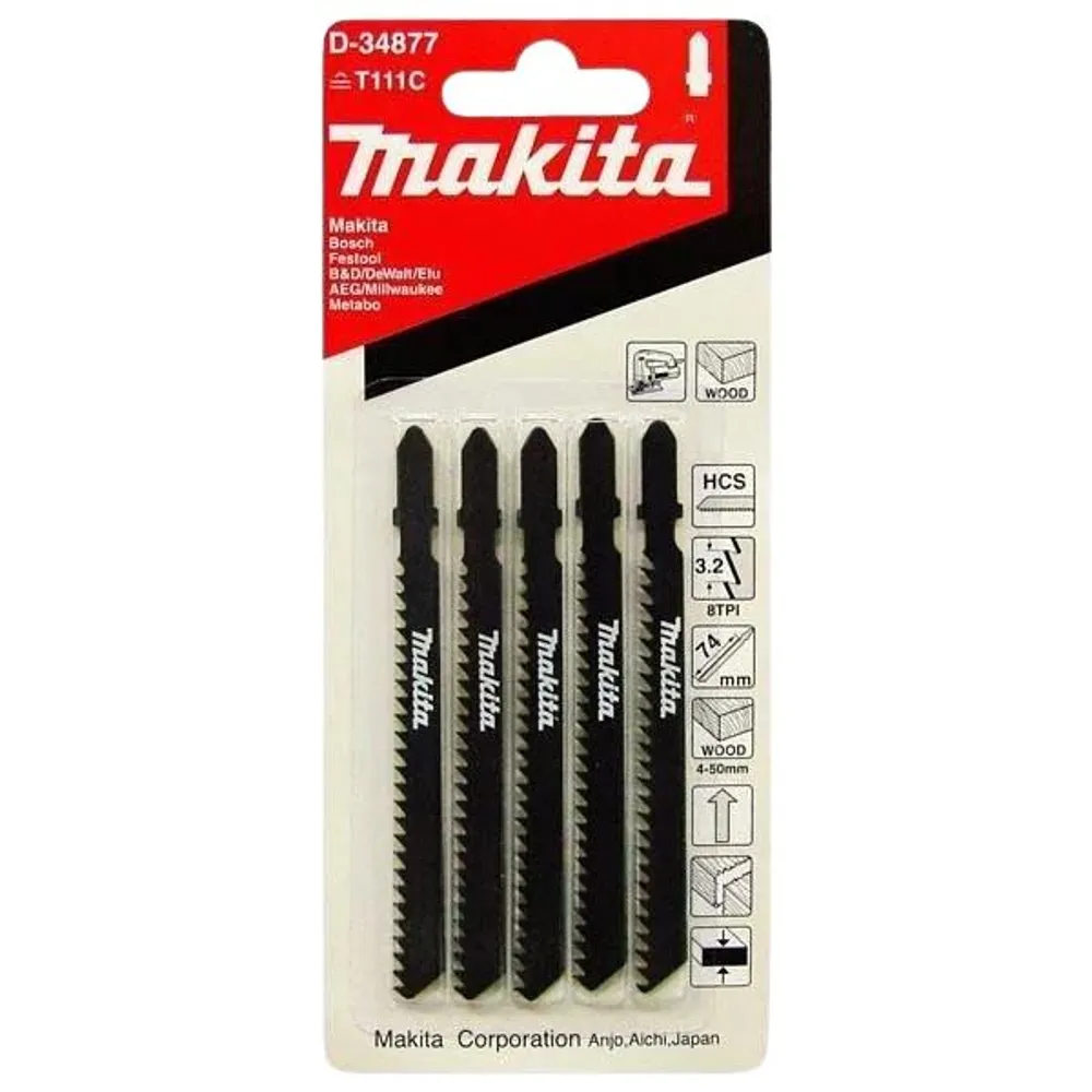 【MAKITA 牧田】線鋸片T111C 5入 -木材用(D-34877)