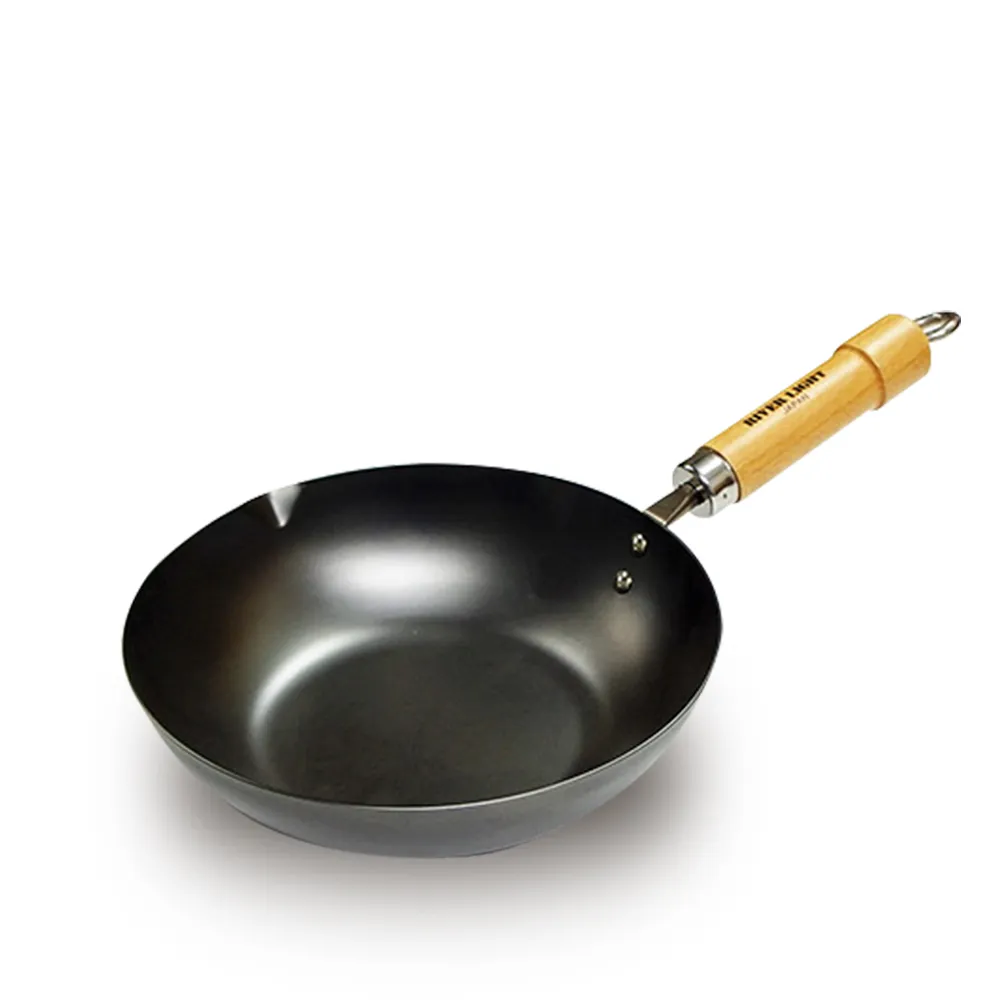 【PREMIUM 極】RIVER LIGHT日本製窒化鐵炒鍋28cm(不易生鏽無塗層極鐵鍋)