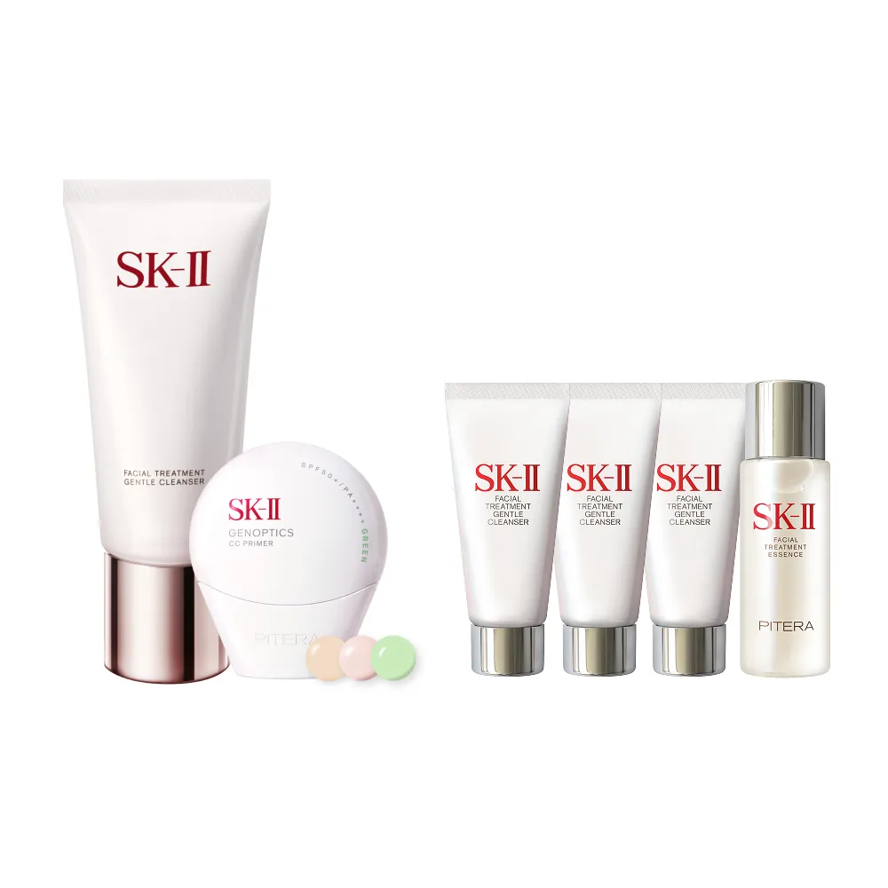 【SK-II】官方直營 CC霜30g+潔面乳120g(五合一/防曬小白球/自然膚或玫瑰粉或校色綠/新客入手/超品日)