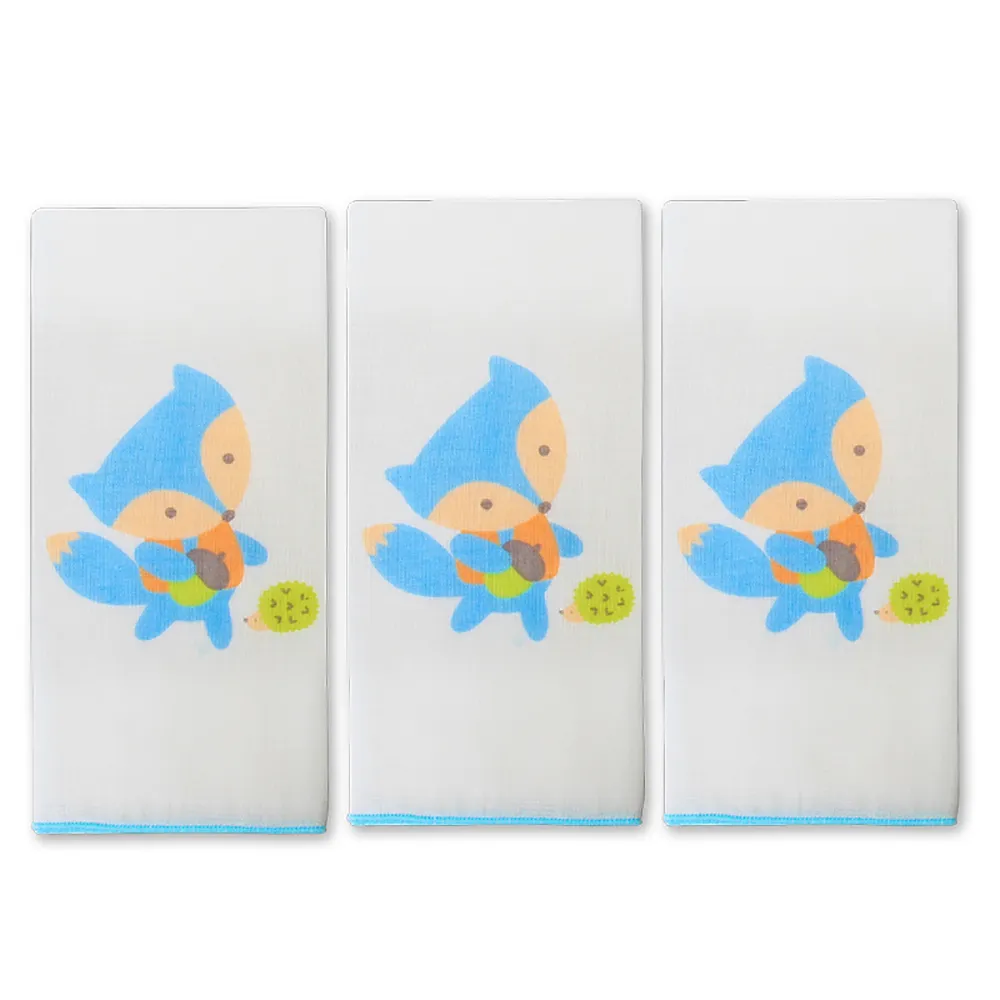 【VIVIBABY】台灣製 小狐狸精梳棉超柔紗布手帕-9入(MIT高密度紗布巾 手帕 餵奶巾 洗澡巾)