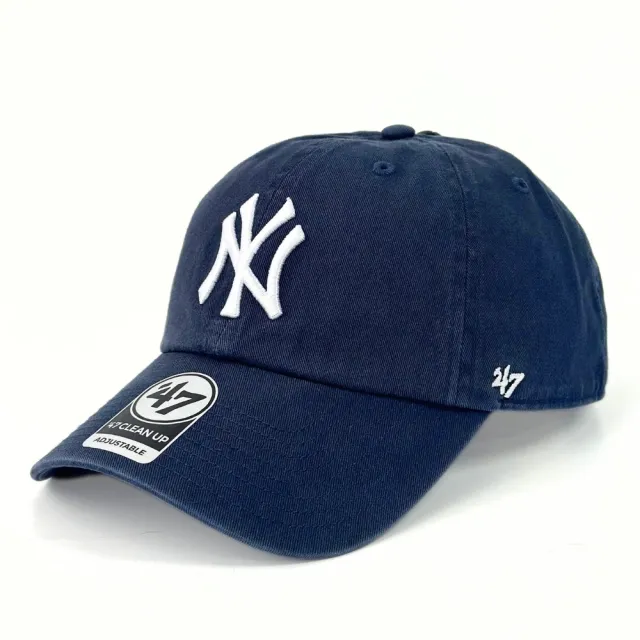 【47brand】CLEAN UP 紐約洋基鴨舌帽 經典MLB男女棒球帽 水洗款金屬環扣老帽 軟頂剌繡大標NY彎帽