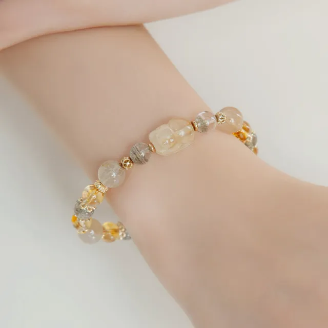 【SPANCONNY 飾品控】貔貅 l 檸檬黃水晶 黃塔晶 綠幽靈 金髮晶 l 天然水晶手鍊 (招財+事業運)