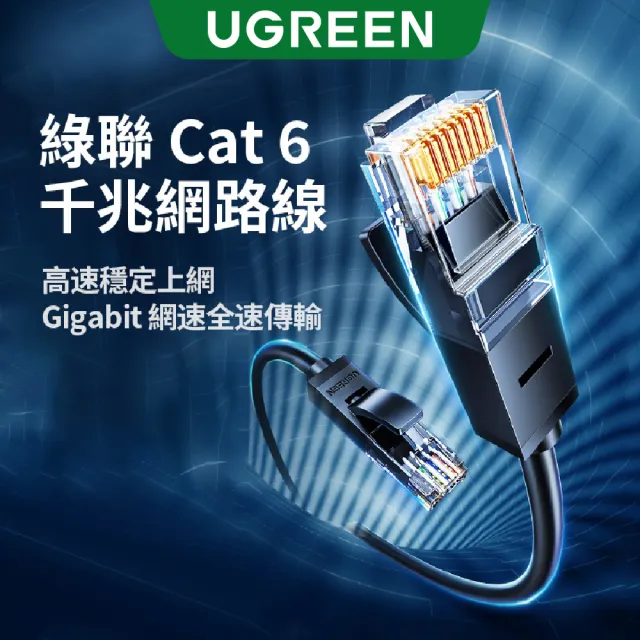 【綠聯】1M CAT6高速網路線250M乙太1G(黑色/圓線/RJ45/1米)