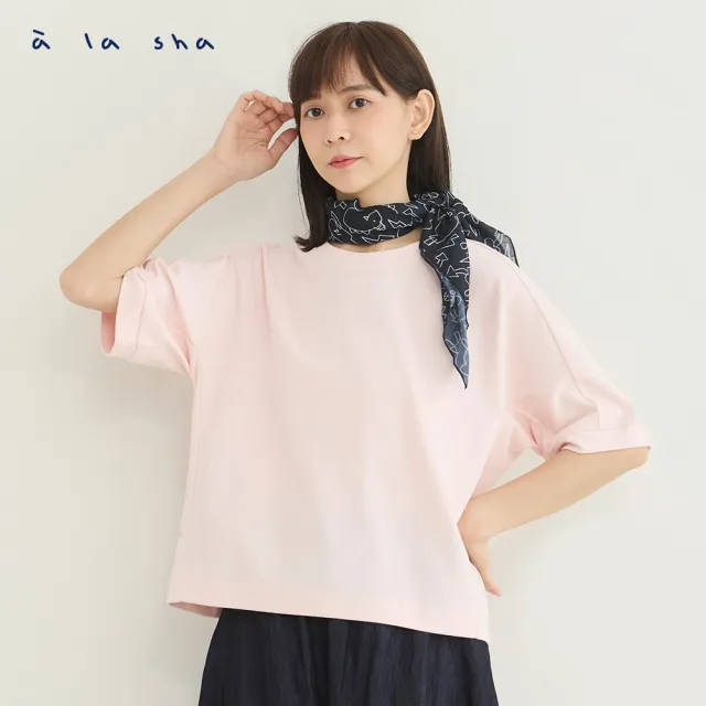 【a la sha】蘋果貓連袖剪接上衣