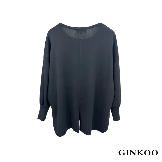 【GINKOO 俊克】側開衩落肩袖針織上衣