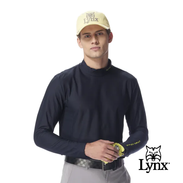 【Lynx Golf】男款吸濕排汗高領長袖上衣/高爾夫球衫(3色)