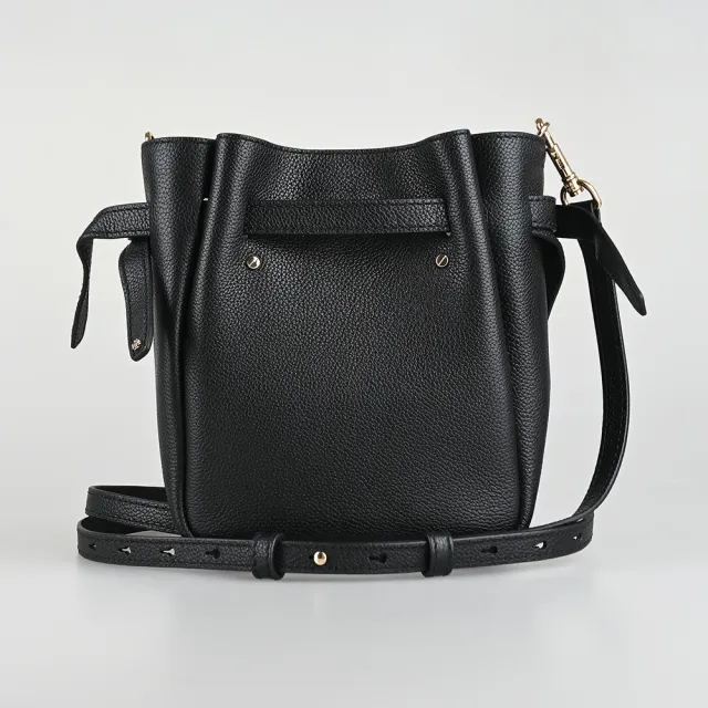 【TORY BURCH】TORY BURCH精品荔枝紋牛皮Romy斜背水桶包(小/黑)