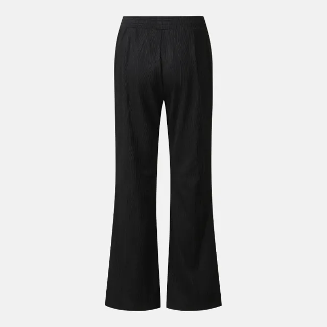 【DESCENTE】長褲 女 訓練褲 羅紋 快排 WOMENS RIBBED BOOTCUT TRAINING PANTS 黑 SR322PFP71-BLK0