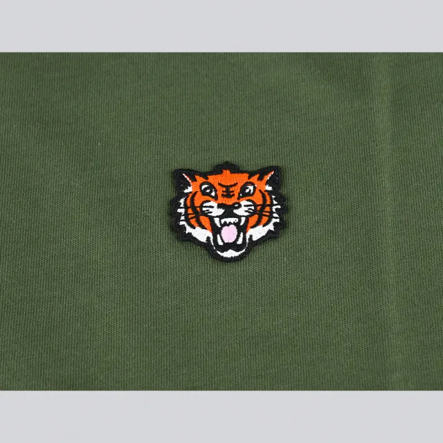 【KENZO】KENZO精品純棉虎頭刺繡潮流短袖T恤(男/軍綠色)