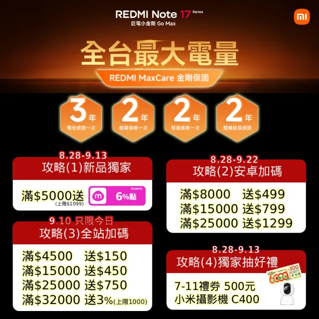 【小米】官方旗艦館 REDMI紅米 Note 17 Pro 6.83吋 5G(8G/512G/Snapdragon 6 Gen 4/主相機5000萬畫素)