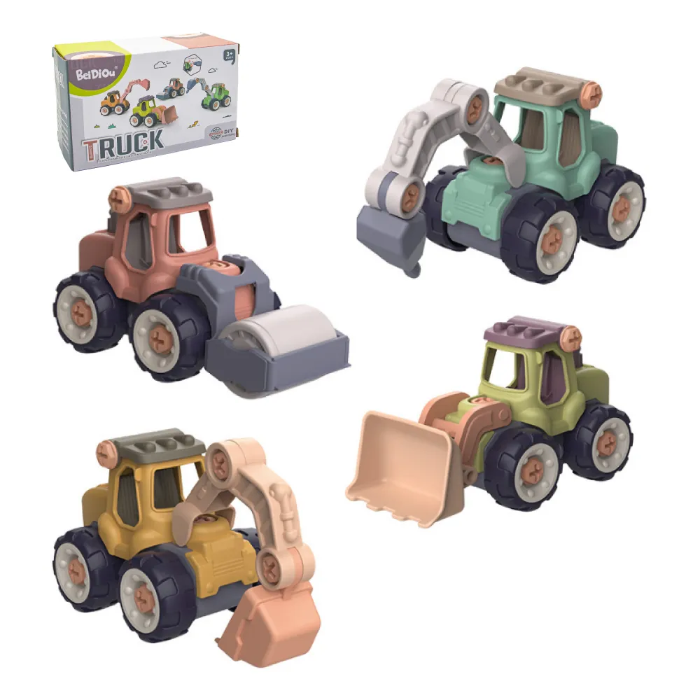 【OhBabyLaugh】螺絲拆裝車 兩件組(玩具車/玩具工程車/DIY玩具/防誤吞零件/拼裝工程車/螺絲車)