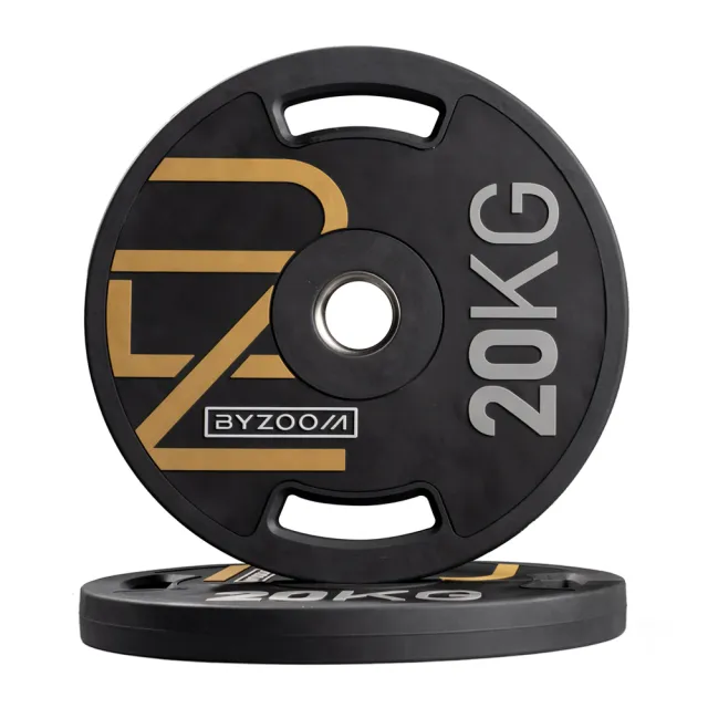 【BYZOOM FITNESS】power series 橡膠重量槓片-黑20kg（2入）奧林匹克包膠槓片