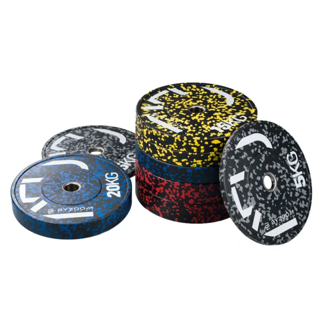 【BYZOOM FITNESS】power series 迷彩橡膠重量槓片-藍20kg（2入）奧林匹克包膠槓片/彩色槓片