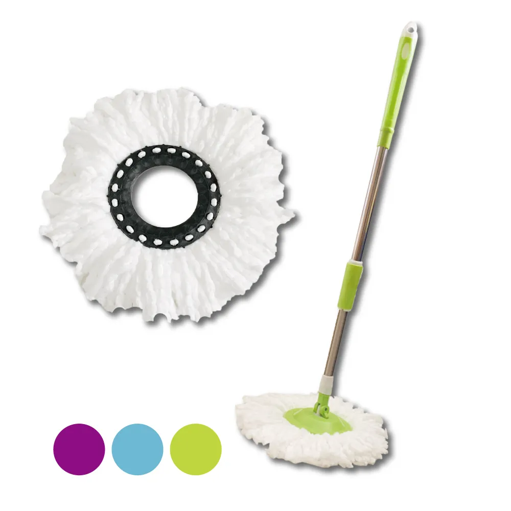 【新錸家居】S-Mop★1桿1布 可吊掛 不鏽鋼手壓式旋轉拖把-簡裝(適用好神拖 360度 免沾手可依身高伸縮長短)
