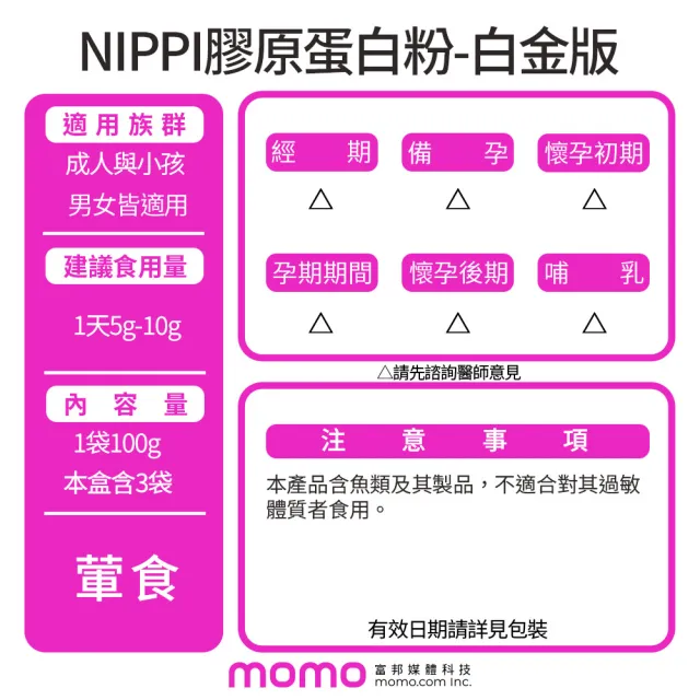 【NIPPI】Premium100%純膠原蛋白胜肽白金版 100g/1包