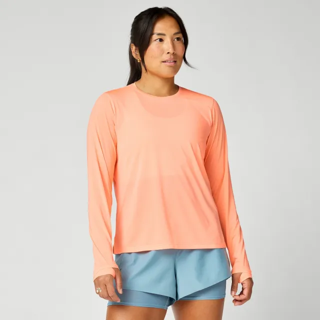【BROOKS】女長袖上衣 Dash 女奔跑長袖上衣_電光蜜桃 (221785856)