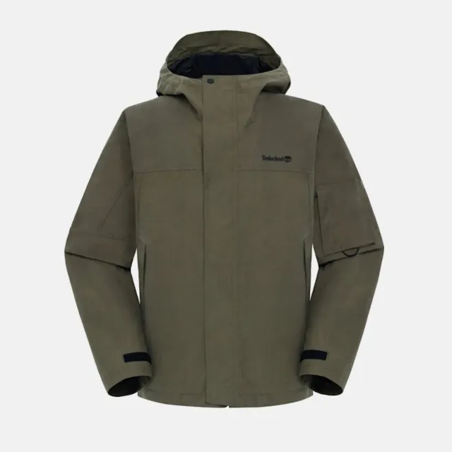 【Timberland】男款褐綠色寬版Utility防水外套(0YHF7AIE)