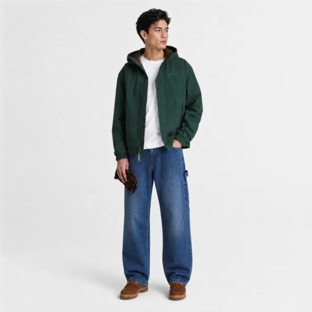 【Timberland】男款灰綠色寬版防水保暖飛行外套(A5SGPEA1)