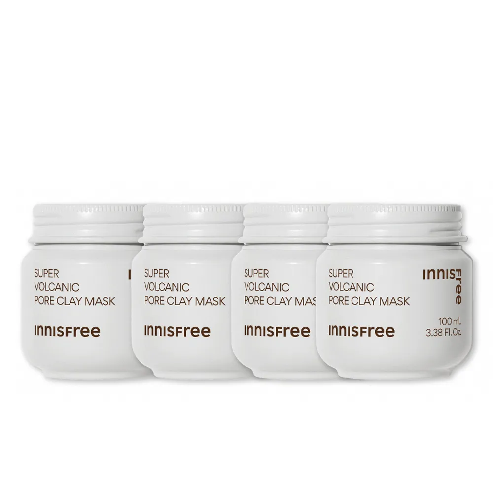 【innisfree】超級火山泥毛孔潔淨面膜100ml(4入組 / 粉刺吸塵器)