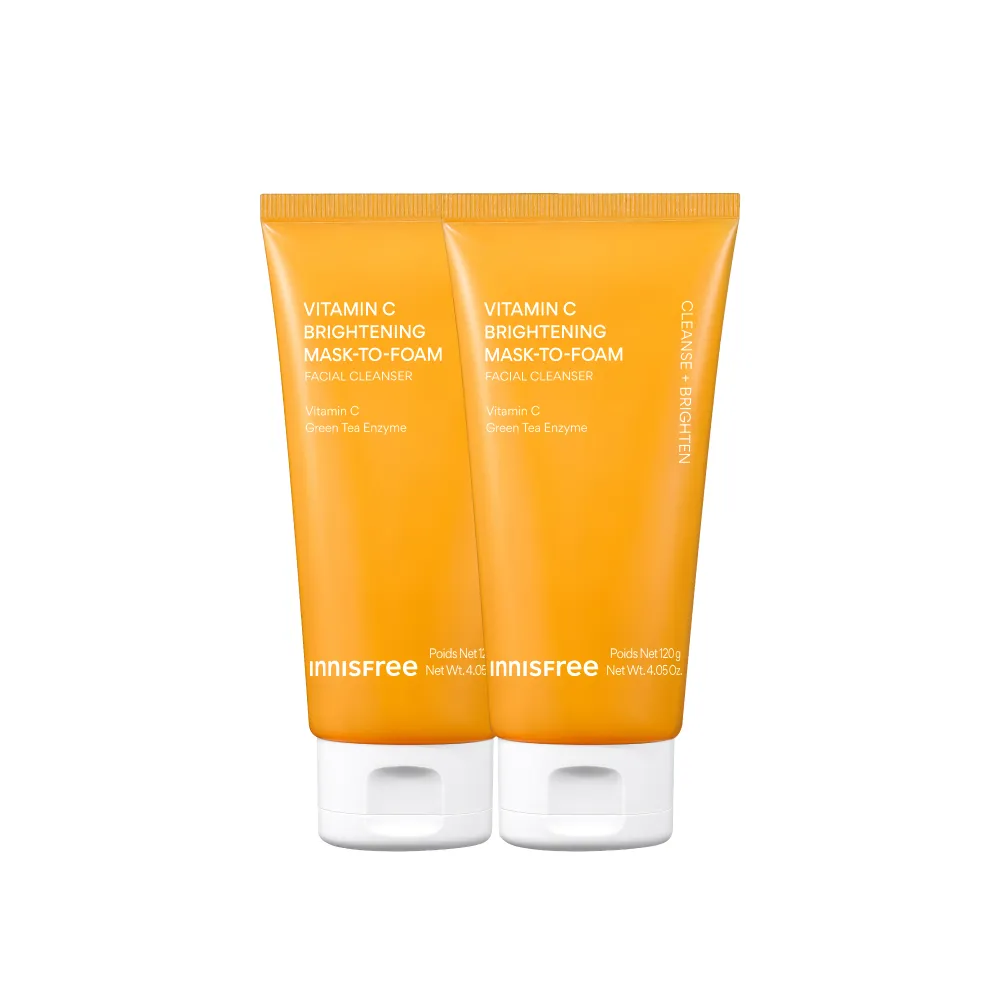 【innisfree】維他命C亮白泥膜潔面乳120g(2入組/潔顏、卸妝、亮白 3效合一)