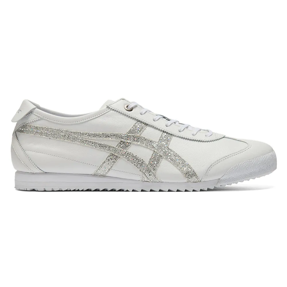 【Onitsuka Tiger】鬼塚虎 白底銀色亮片虎爪紋 MEXICO 66 SD 休閒鞋 (1183C345-100)