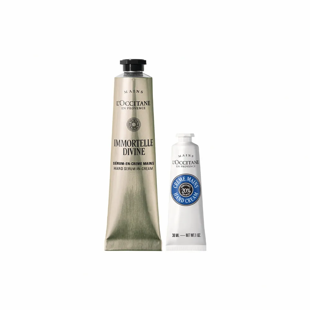 【L’Occitane 歐舒丹】官方直營 蠟菊乳油木抗老美手組(蠟菊賦活護手霜75ml+乳油木護手霜30ml)