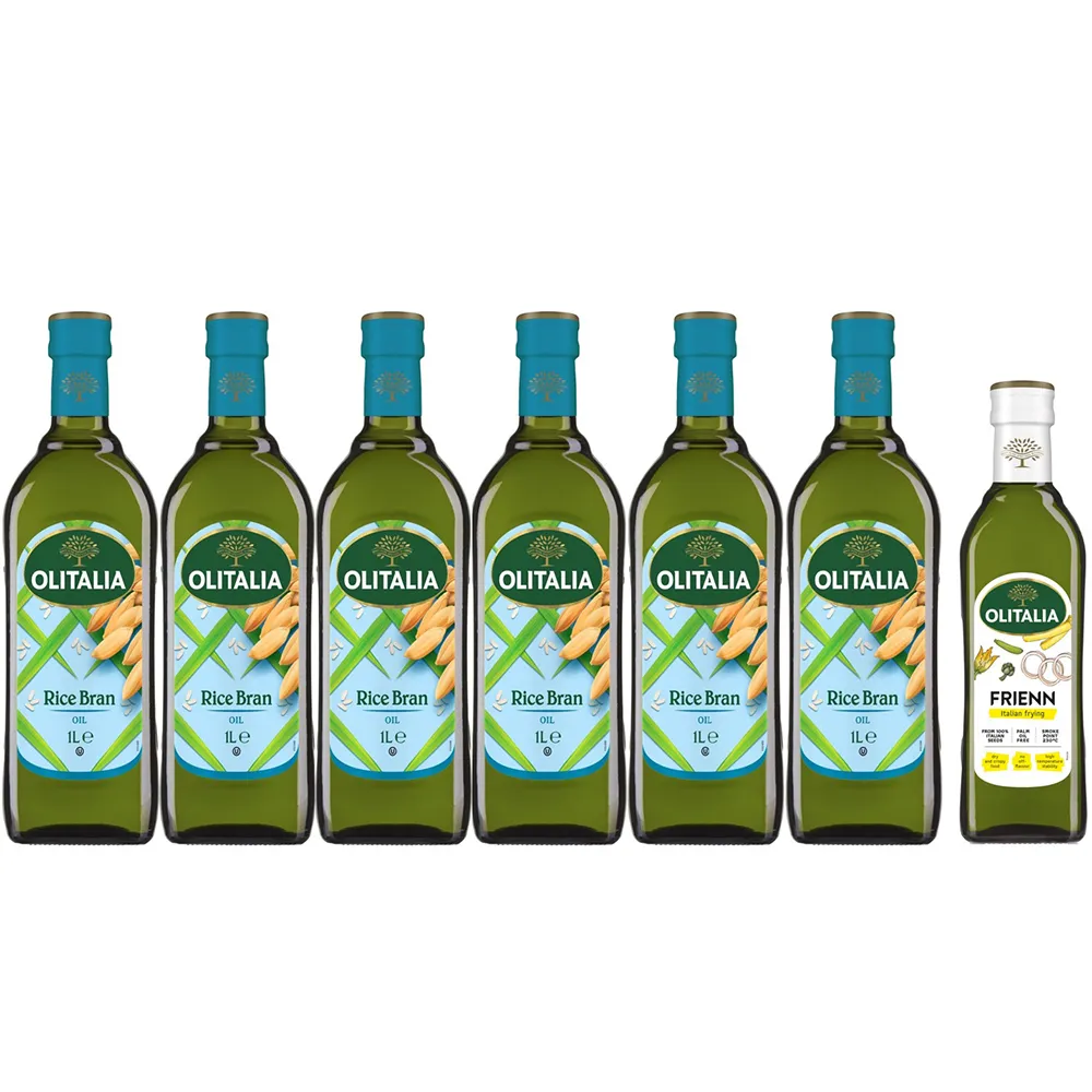 【Olitalia 奧利塔】玄米油禮盒組1000mlx6瓶(+贈高溫專用葵花油500mlx1瓶)