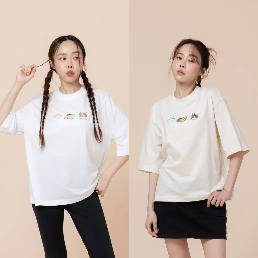 【NEW BALANCE】NB 趣味插畫短T_女性_杏/白_WT62C1ZULIN_WT62C1ZUWT(美版 版型偏大)
