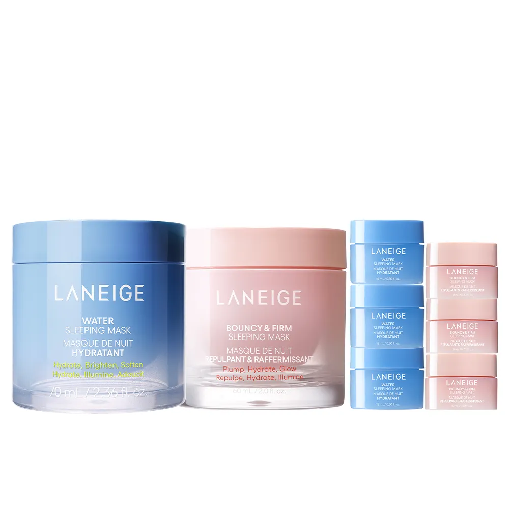 【LANEIGE 蘭芝】官方直營 透亮澎彈面膜組(蘭芝 超能亮70ml 粉澎潤60ml 緊緻 保濕 美白 面膜)
