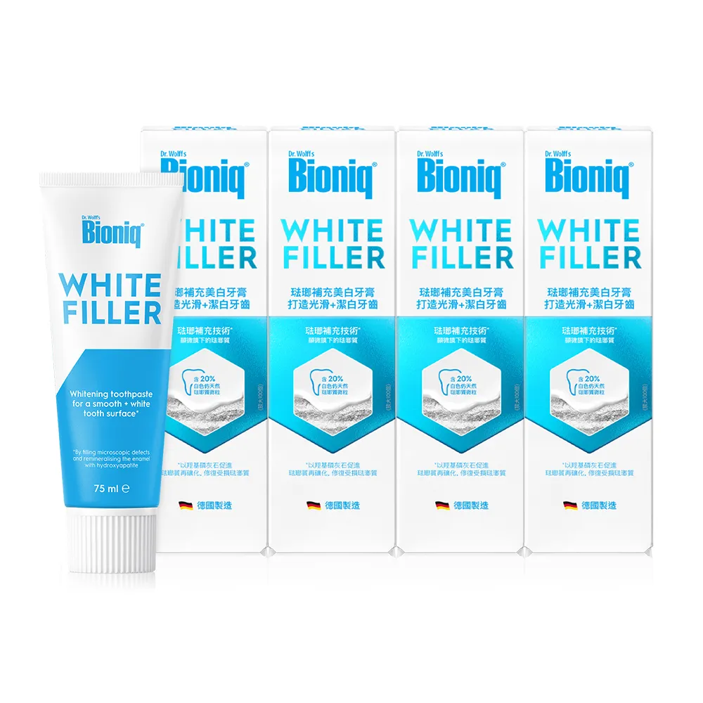 【Bioniq 貝歐尼】琺瑯補充美白牙膏75ml (四入組)