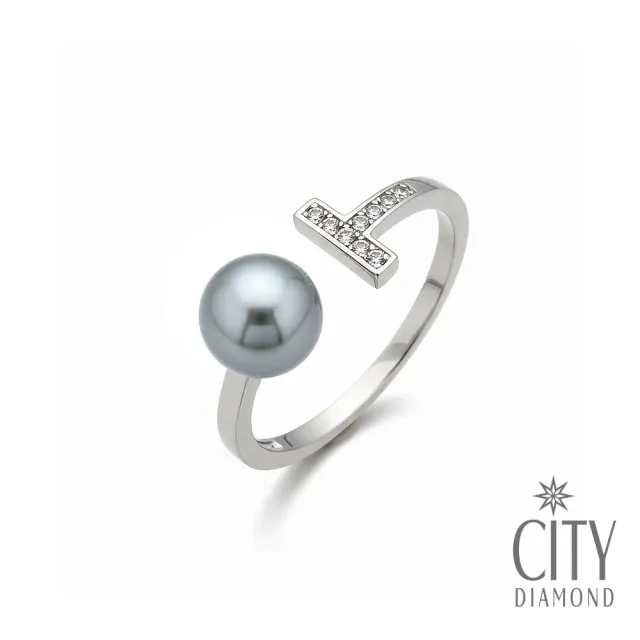 【City Diamond 引雅】網路獨家 日本純銀 AKOYA珍珠 7-8mm 水鑽 開口式 可調式 戒指(東京Yuki系列)