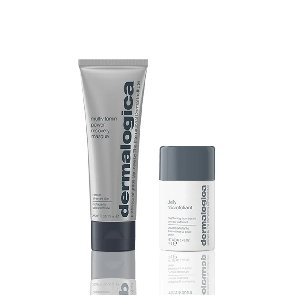 【dermalogica 德卡】熬夜透亮雙星組(多維面膜75ml+精微亮顏素13g/急救暗沉 改善毛孔 醫美修護 德美樂嘉)