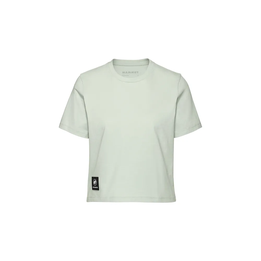 【Mammut 長毛象官方直營】Massone T-Shirt Cropped Patch 有機棉短版短袖T恤 鼠尾草銀綠 女款 #1017-05180