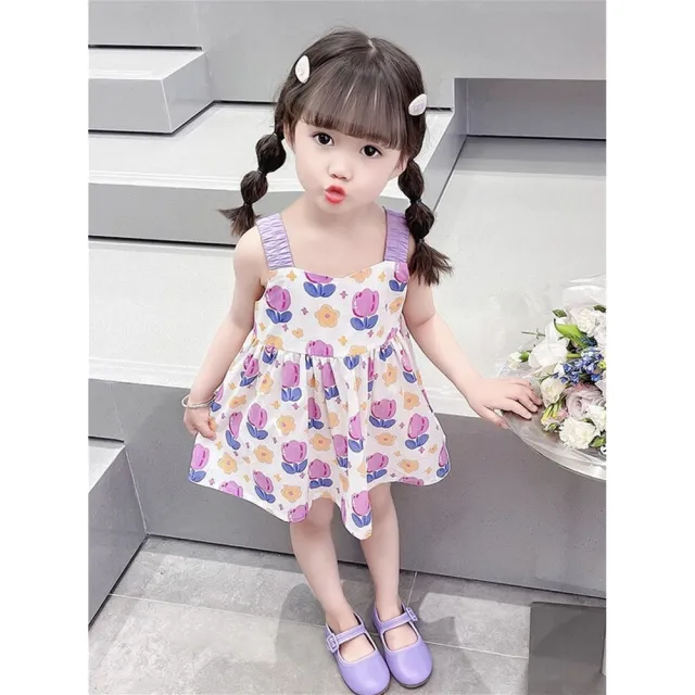 【安朵童舖】現貨韓版女童吊帶連身裙兒童花朵背心連身洋裝吊帶裙連身裙洋裝童裝(024)