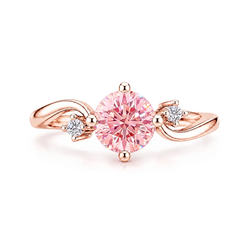 【Alesai 艾尼希亞】粉紅鑽石 1克拉 14K 玫瑰金 鑽戒 培育鑽石 (3EX 車工 FANCY VIVID PINK 彩鑽)