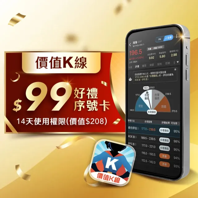 【全曜】價值K線 14天 好禮體驗序號卡(一人限購2組)