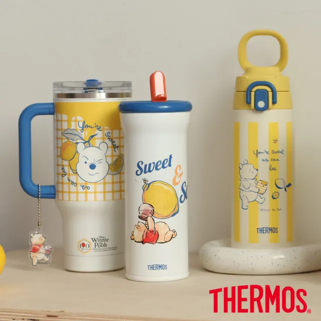 【THERMOS 膳魔師】小熊維尼100週年不鏽鋼真空吸管瓶470ml(FKB-470WP-HDLM)