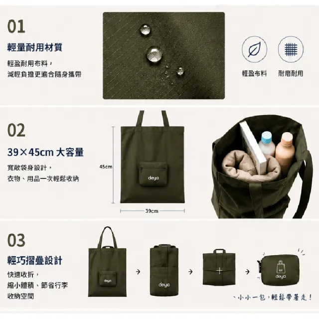 【deya】雙11 Easy Travel 摺疊購物袋 軍綠/深藍