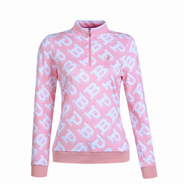 【PLAYBOY GOLF】女款PB字吸濕排汗薄長袖立領上衣-粉(高爾夫球衫/KA25226-15)
