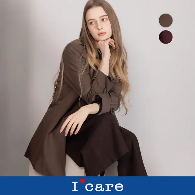 【I’Care 依卡】現貨-經典修身雙排釦風衣外套 - 2色(M-L)|大衣外套 長大衣 英倫風(710-66307)
