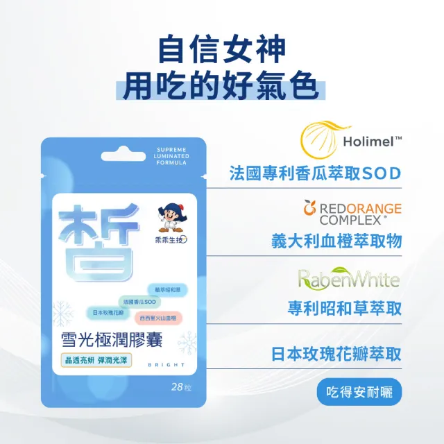 【乖乖生技】雪光極潤膠囊X6袋 (28粒/袋) (香瓜SOD 自信好氣色)