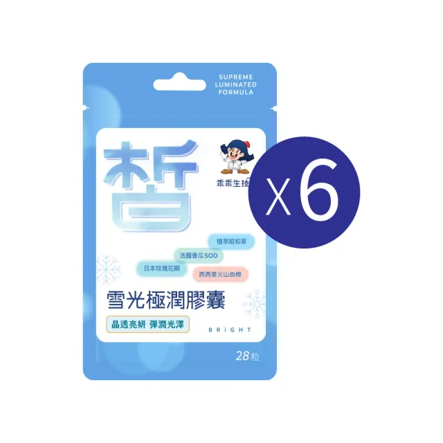 【乖乖生技】雪光極潤膠囊X6袋 (28粒/袋) (香瓜SOD 自信好氣色)