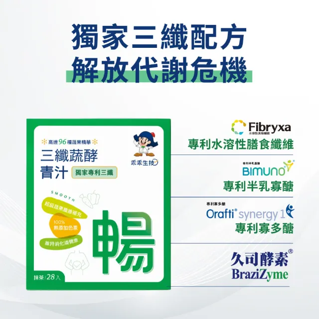 【乖乖生技】三纖蔬酵青汁X6盒  (28包/盒) (抹茶風味/順暢代謝)