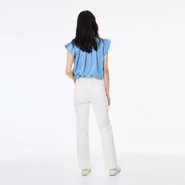 【5th STREET】雙11 女裝 寬褲 長褲 修身 彈性 白色(947474)